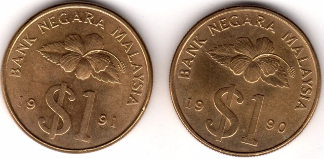 1990 Malaysia Ringit $1 Dollar Coins