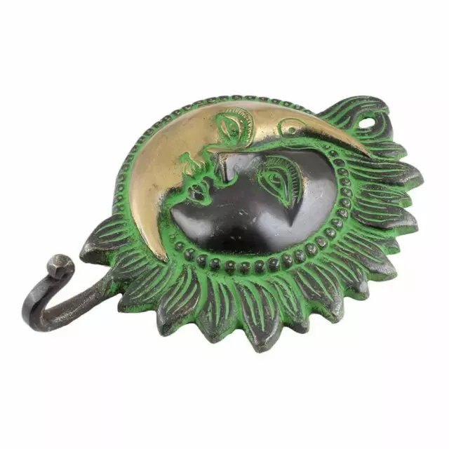 Handmade Brass Designer Sun Moon Cloth Key Wall Hook Coat Hanger Holder