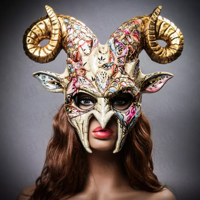 Devil Goblin Goat Ram Horns Masquerade Halloween Mythical Creature Party Masks
