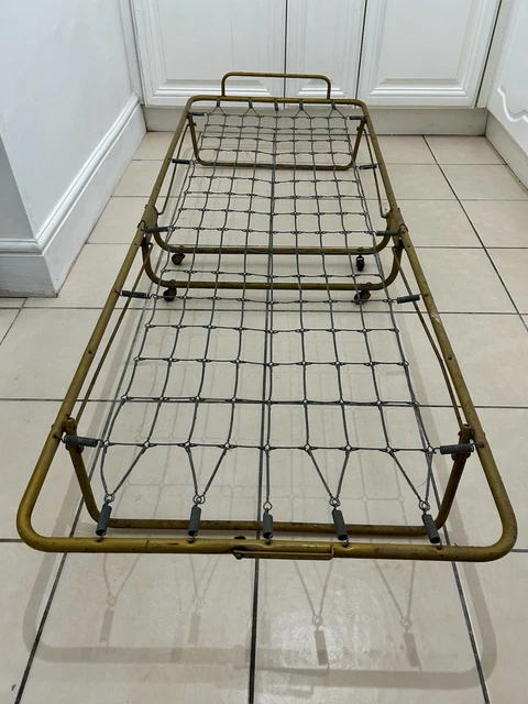 2X VINTAGE 1950S Folding Metal Guest Camp Bed Frames with Springs Space ...