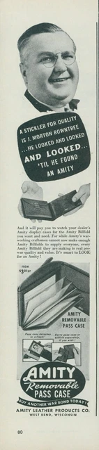 1944 Amity Pass Case Wallet J Morton Rowntree Buy War Bonds Vintage Print Ad L20