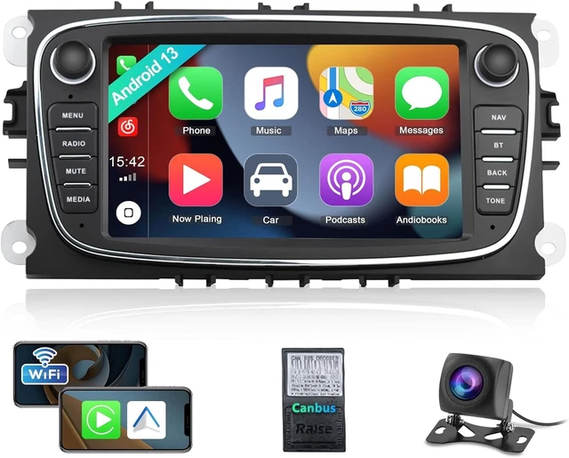 Autoradio Android 7" Pour Ford Focus II/Mondeo/S-Max/C-Max/Galaxy - 6Go+128Go, 8 Cœurs, Carplay/Android Auto Sans Fil, GPS