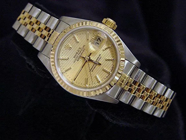 Rolex Datejust Femmes 18K Jaune Or & Acier Montre Jubilée Bande Champagne 79173 2