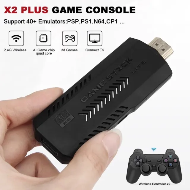 RetroGameStick 256 GB Wireless 4K HD Retro 50000+ Spiele TV Stick, mit 2 Gamepad 3