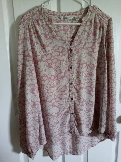 LC Lauren Conrad Size Large Womens  Floral long Sleeve Button-Up Shirt Top