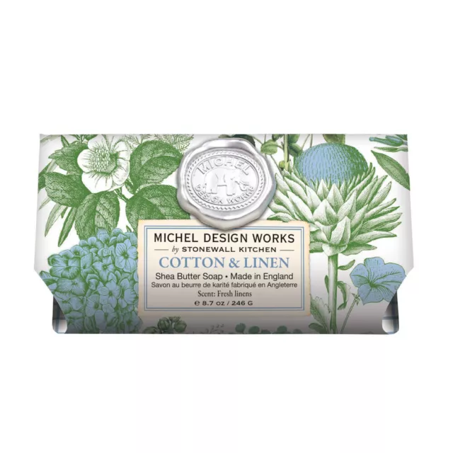 Michel Design Works Large 8.7 oz Artisanal Bar Bath Soap Cotton & Linen