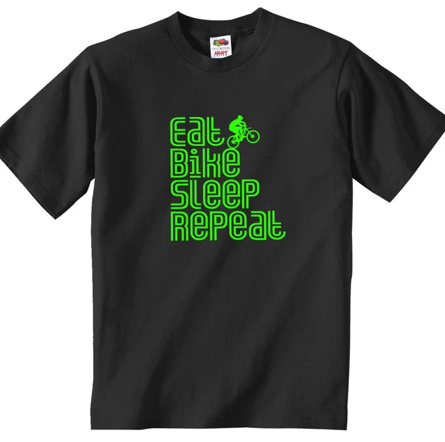 T-SHIRT UOMO EAT BIKE SLEEP REPEAT mangia MOTO dormi RIPETI maglietta biker