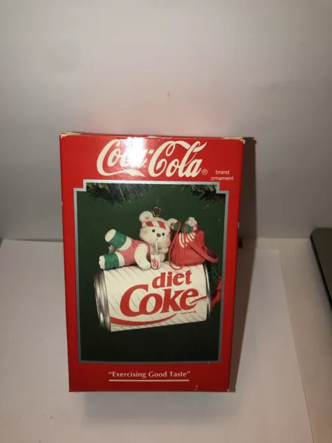 Enesco Coca-Cola "Diet Coke Exercising Great Taste" Christmas Tree Ornament 1994