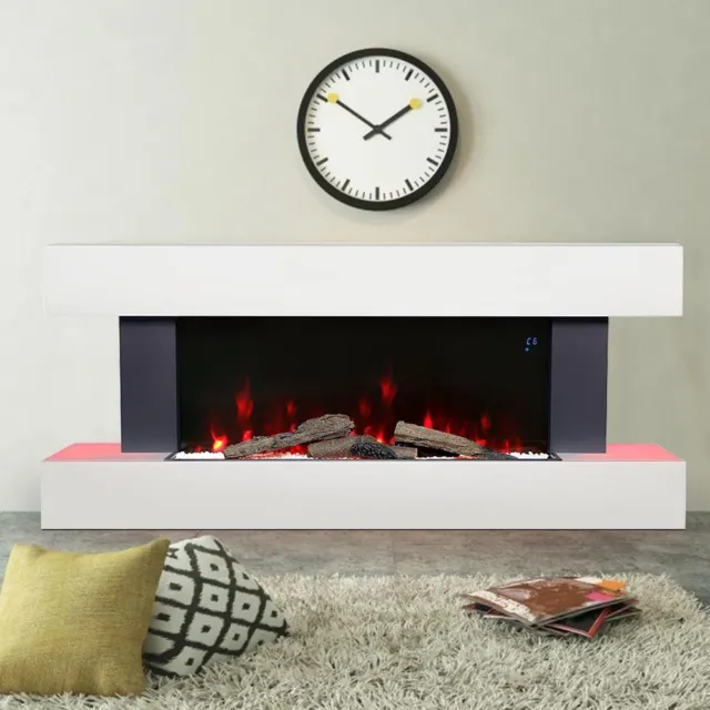 Modern Electric Fireplace Heater Fire Place LED Flame Effect Stove Wall Mounted