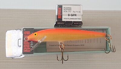 GOLD FLUORESCENT RED SPINNING FIUME LAGO Rapala RAPALA FLOATING 9 cm 5 gr  F-9 GFR COL 