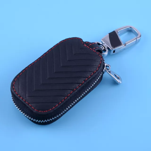 Men Women Leather Car Key Holder Chain Wallet Case Pouch Purse Key Bag Black FR