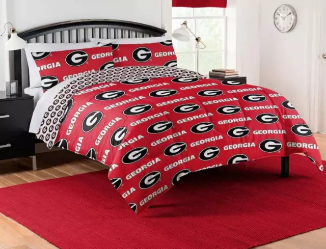 Georgia Bulldogs NCAA Rotary Queen Bed in a Bag Set - W8859540996