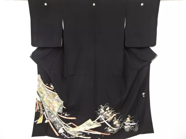 80742# Japanese Kimono / Tomesode / Embroidery / Flower Classical Pattern / Arti