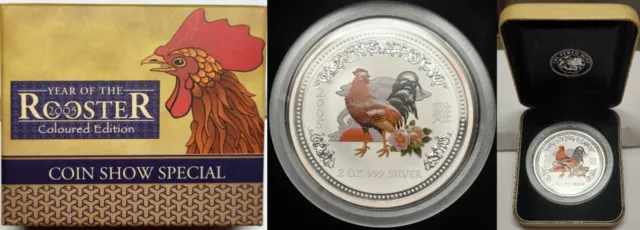 Australia 2005 Lunar Year of the Rooster 2oz 999 silver coin - Coin Show Special