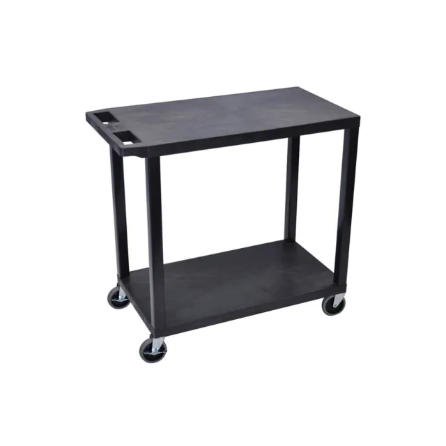 Offex 32" x 18" Mobile Multipurpose Utility Cart with 2 Flat Shelves, Push Ha...
