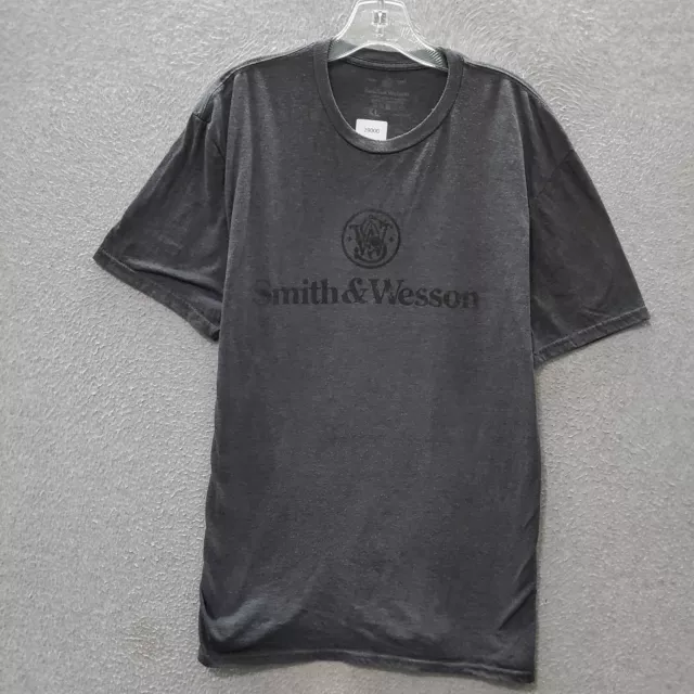 Smith & Wesson Men T-Shirt XL Gray Logo Spellout Short Sleeve Crew Neck Tee