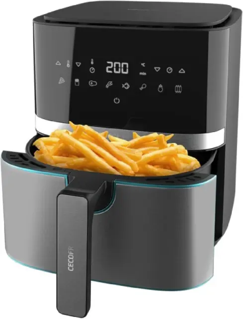 Friggitrice Ad Aria Calda 5,5 L Cecofry Full Inoxblack Pro 5500 Con Accessori. 1