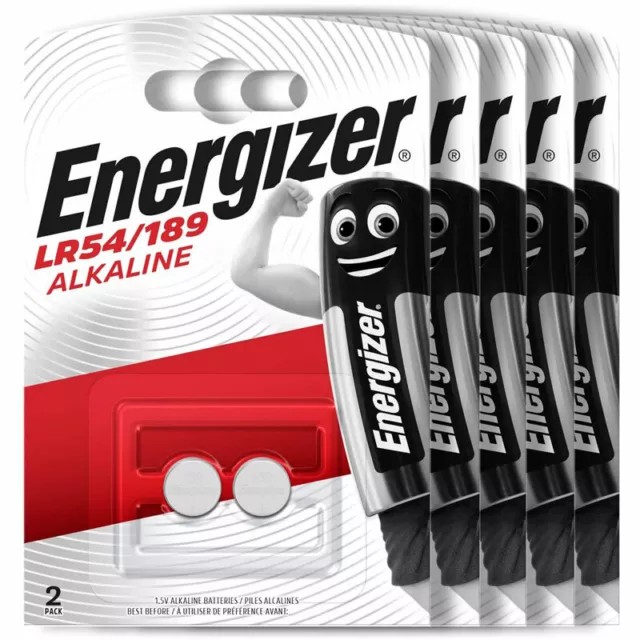 10 X Energizer Alcaline LR54/189 Piles 1.5V 389A LR1130 AG10 A120