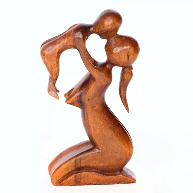 Fair Trade Hand Carved Wooden Abstract Figure - MOTHER AND BABY