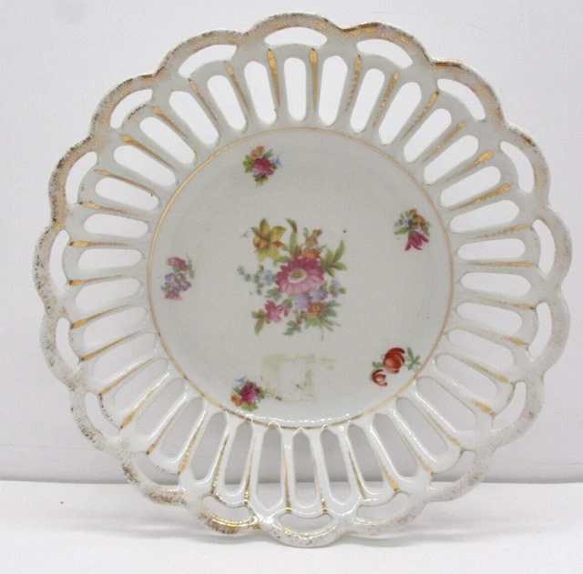 Vintage Germany Reticulated Floral Plate Bowl