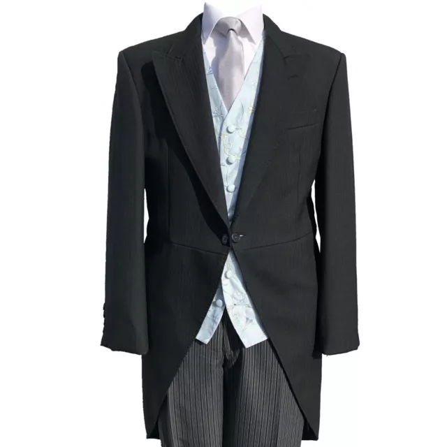 Giacca Da Sposa Ascot Tailcoat, Gilet A Turbina Bluebell E Pantaloni A Righe