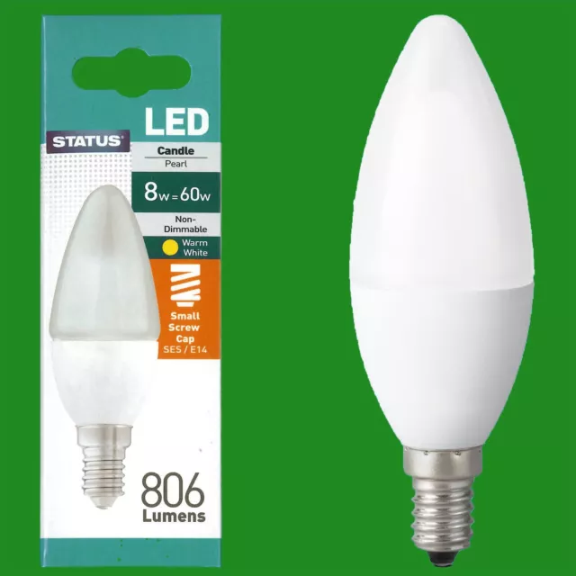 1x 8W (=60W) Pearl Candle LED SES E14 Small Edison Screw Light Bulb Lamp