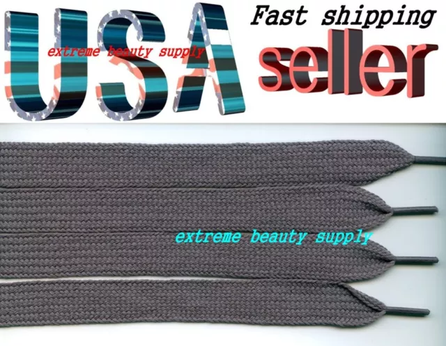 "buy 1 get 1 free " thick fat flat wide retro shoelaces man boy girl lady GRAY