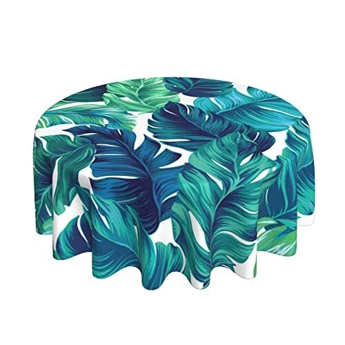 Tropical Tablecloth Round 60 Inches for Summer Green Hawaiian Palm ...