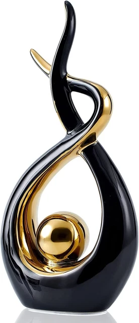 FJS Home Decor Modern Art Ceramic Statue Table Decorations for Large, Black
