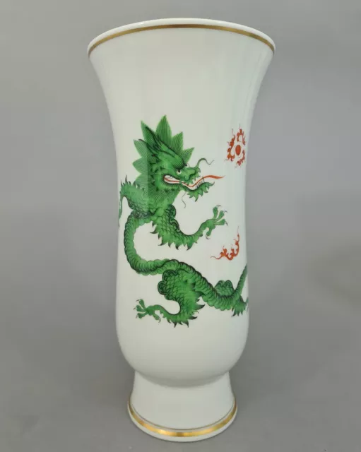 M2087 Große Meissen Vase, grüner Ming Drache, H=29,5 cm