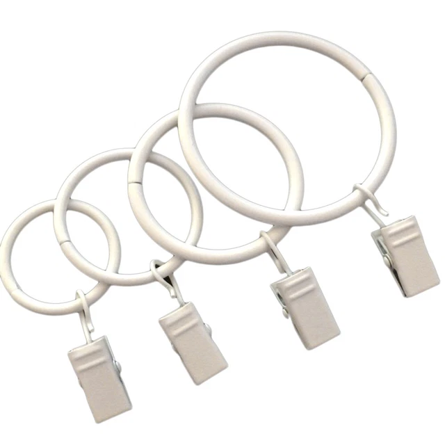 10 pièces / anneaux de rideau en métal avec clips pour douches salle