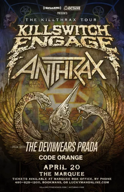 KILLSWITCH ENGAGE/ANTHRAX "KILLTHRAX TOUR" 2017 PHOENIX CONCERT POSTER-Metalcore