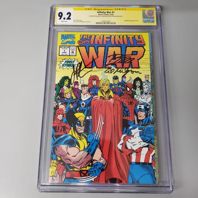Infinity War #1 CGC 9.2 WP 3X Signed Ron Lim Al Milgrom Jim Starlin Marvel 1992