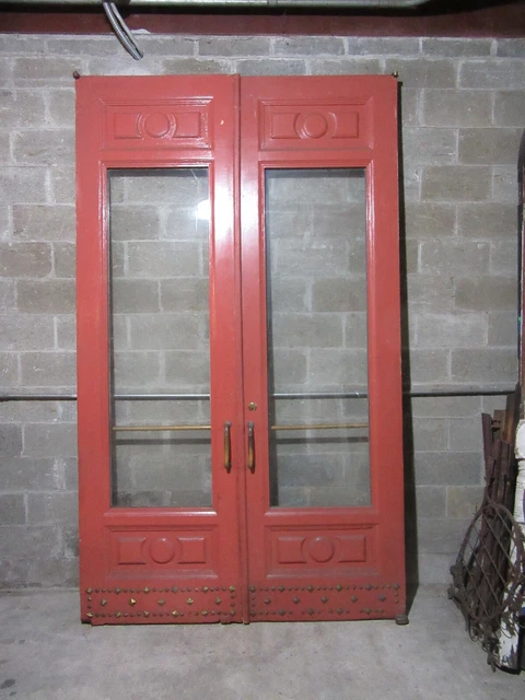~ HUGE ANTIQUE DOUBLE ENTRANCE FRENCH DOORS ~ 68 x 114 ~ ARCHITECTURAL SALVAGE