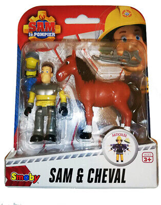 RARE Smoby Toys Figurines 7,5 cm Sam Le Pompier/Fireman Sam & Cheval New