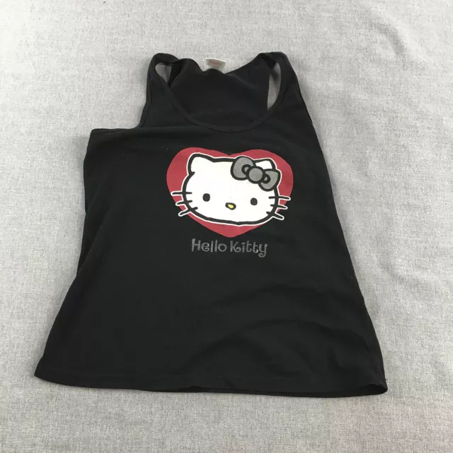 Hello Kitty Kids Girls Tank Top Youth Size M Black Logo Sleeveless Shirt