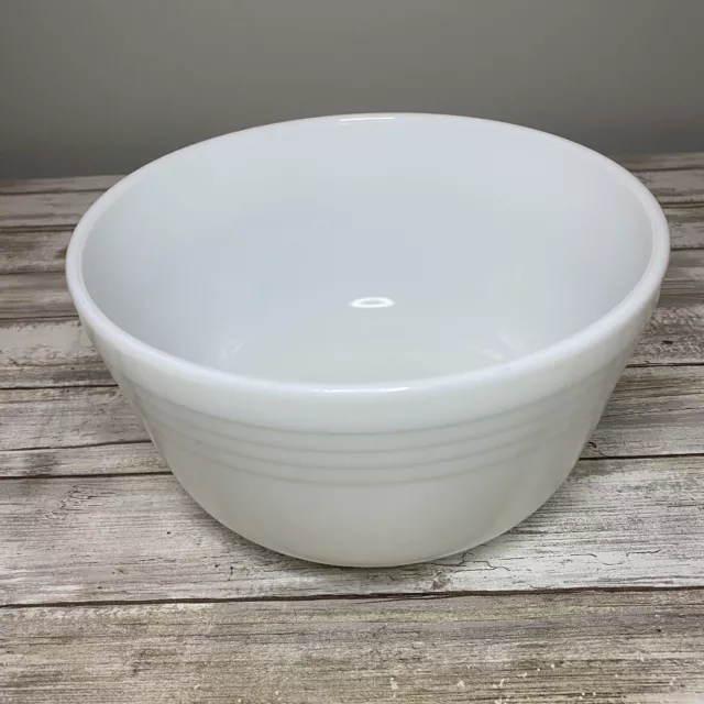 Vintage Pyrex Hamilton Beach White Glass Ribbed 12 Cup Mixing Bowl Made in USA