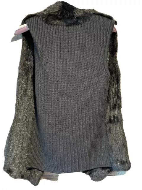 June Rabbit Fur Vest Womens Small Sleeveless Open Front 2