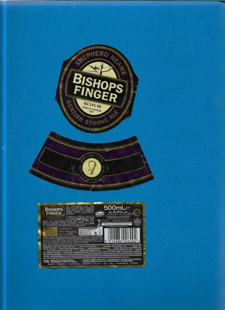 Beer bottle label -  "Bishops Finger" Strong Ale by Shepherd Neame, Kent