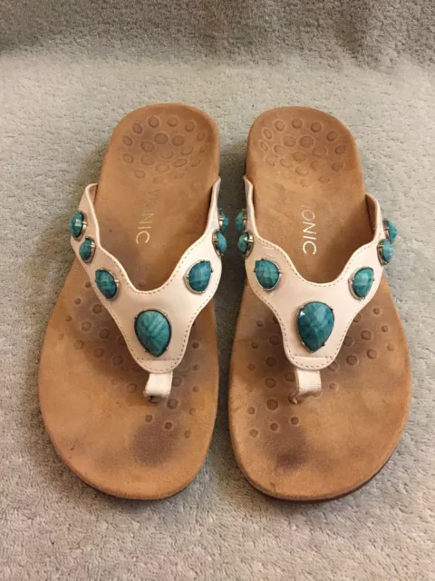 VIONIC EVE II Sandals Shoes Comfort Support White Faux Turquoise