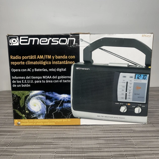 EMERSON PORTABLE INSTANT Weather AM/FM Radio PlugIn Or Battery RP6251