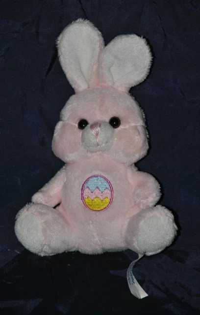 Peluche Doudou Lapin Musical PLANET PLUCH Jemini Rose Oeuf Brodé 18 Cm  TTBE