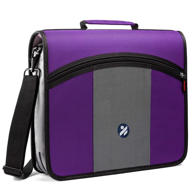Zipper Binder, 3 Round Rings with Expanding File and Shoulder 3 Inch (Purple)