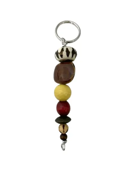 Keychain Car Key Ring Unisex Silver Wood Multicolor Accessory African Africa