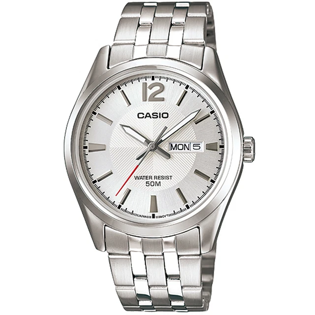 Casio Orologio Uomo MTP-1303DD-1AV Acciaio Argentato Analogico 50 M Resistente All'acqua