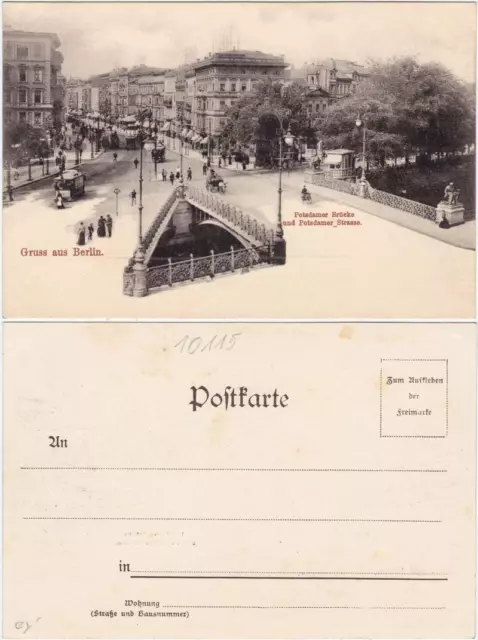 Tiergarten-Berlin Potsdamer Brücke, Potsdamerstraße, Kiosk und Straßenbahn 1908