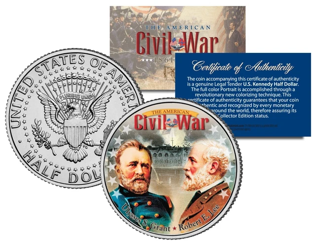 American Civil War Generals ROBERT LEE & ULYSSES GRANT JFK Half Dollar U.S. Coin
