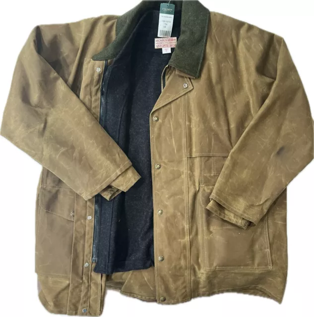 FILSON TIN CLOTH Packer Coat Waxed Cotton Jacket with Mackinaw Wool ...