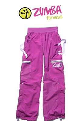 ladies teen girls PINK Zumba fitness cargo pants trousers dance Size LARGE 12-14