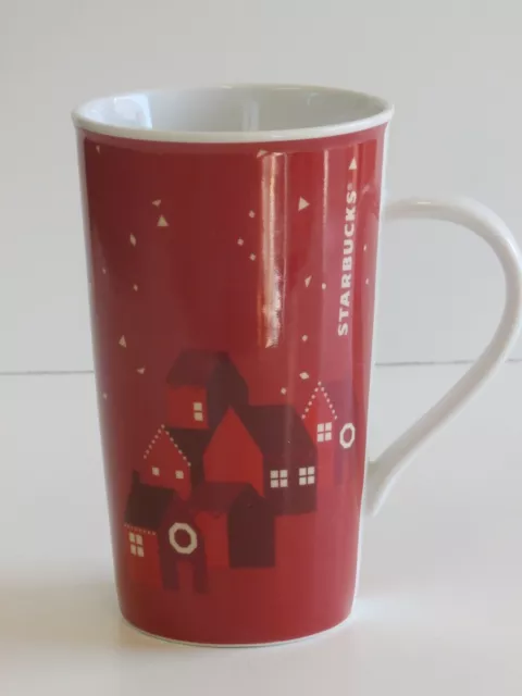 Starbucks  2013 Holiday Christmas Tall Coffee Mug  Red Village  6" 16oz
